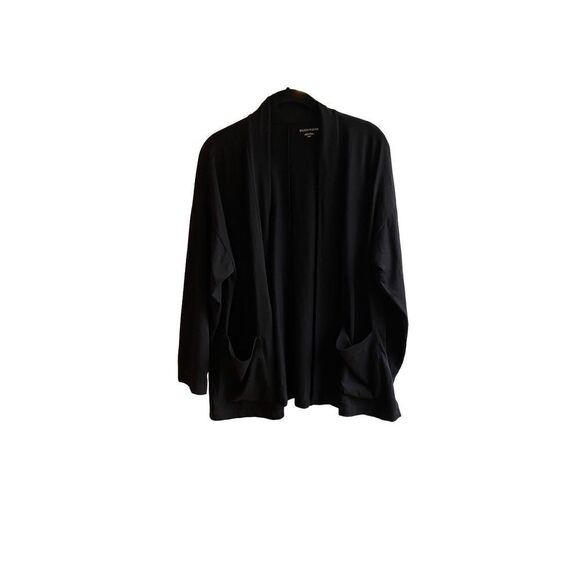 Eileen fisher women’s Shawl collar black open front cardigan size medium - Picture 3 of 5